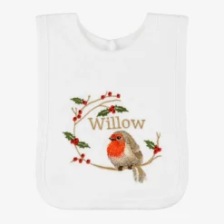 Paint My Dreams Feeding Accessories*White Cotton Personalised Robin Bib