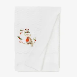 Paint My Dreams Blankets & Shawls*White Cotton Personalised Robin Blanket (88cm)