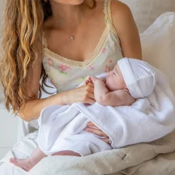 Minutus Gifts*White Cotton Skin To Skin Blanket & Hat Set