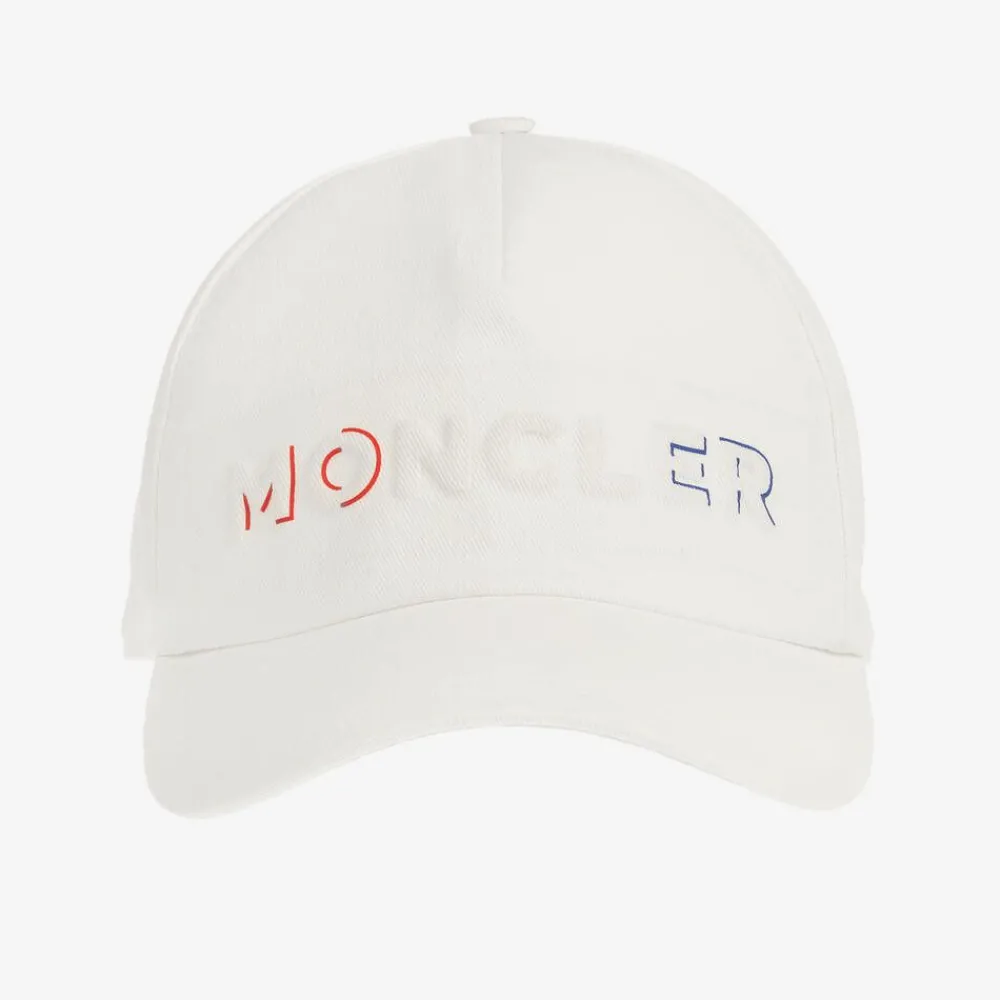 Moncler Enfant Hats*White Cotton Tricolour Cap