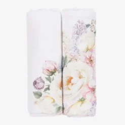 Sofija Gifts|Feeding Accessories*White Floral Muslin Cloths (2 Pack)