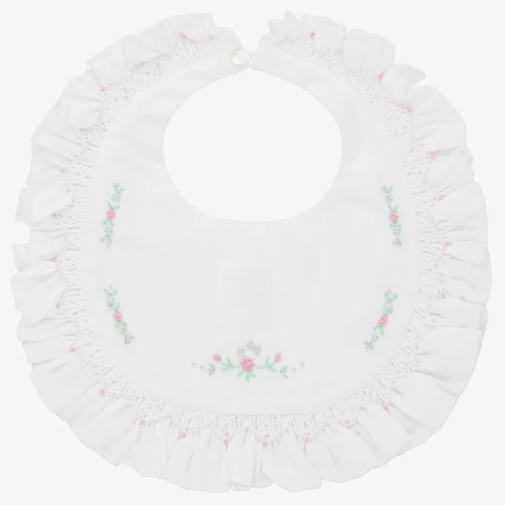 Sarah Louise Feeding Accessories*White Hand-Smocked Baby Bib