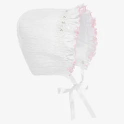 Sarah Louise Hats|Hats*White Hand-Smocked Bonnet