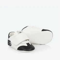 Dolce amp; Gabbana Pre Walkers|Pre Walkers*White Leather DG Pre-Walker Trainers