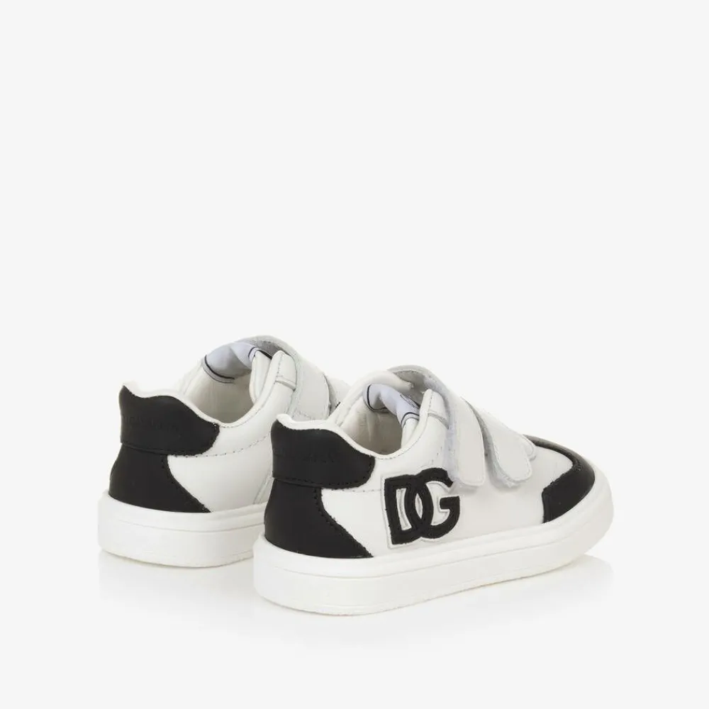 Dolce amp; Gabbana Trainers*White Leather DG Velcro Baby Trainers