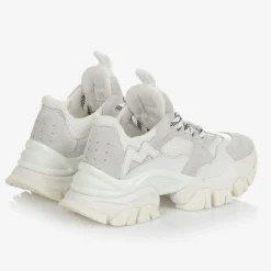 Moncler Enfant Trainers|Trainers*White Leather Lace-Up Trainers