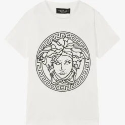 Versace Tops*White Medusa Cotton T-Shirt
