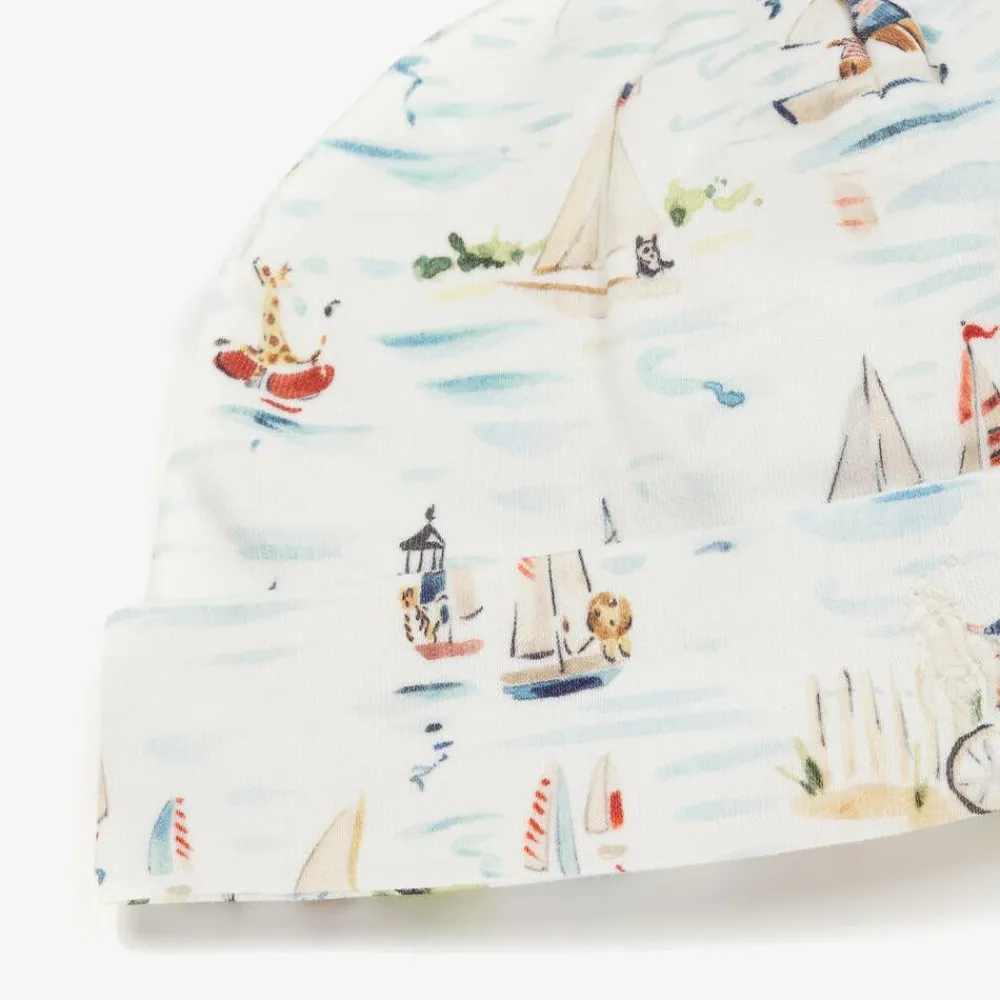 Ralph Lauren Gifts*White Nautical Print Cotton Baby Hat