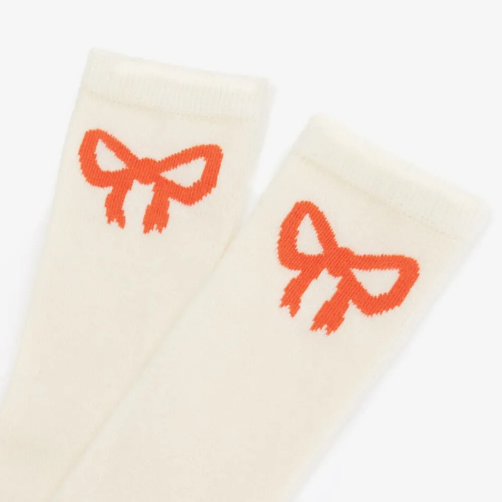 Mini Rodini Socks*White Organic Cotton Bow Socks