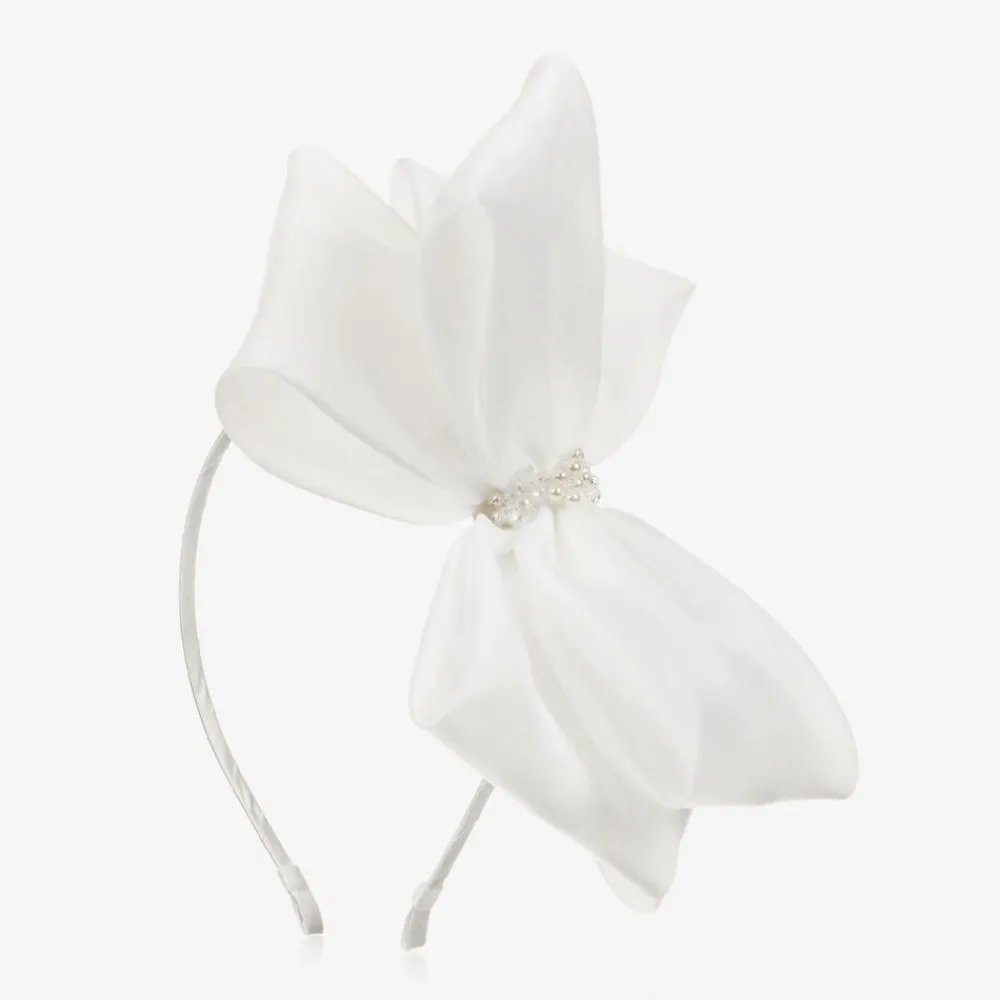 Sienna Likes To Party Hair Accessories*White Organza Bow Hairband