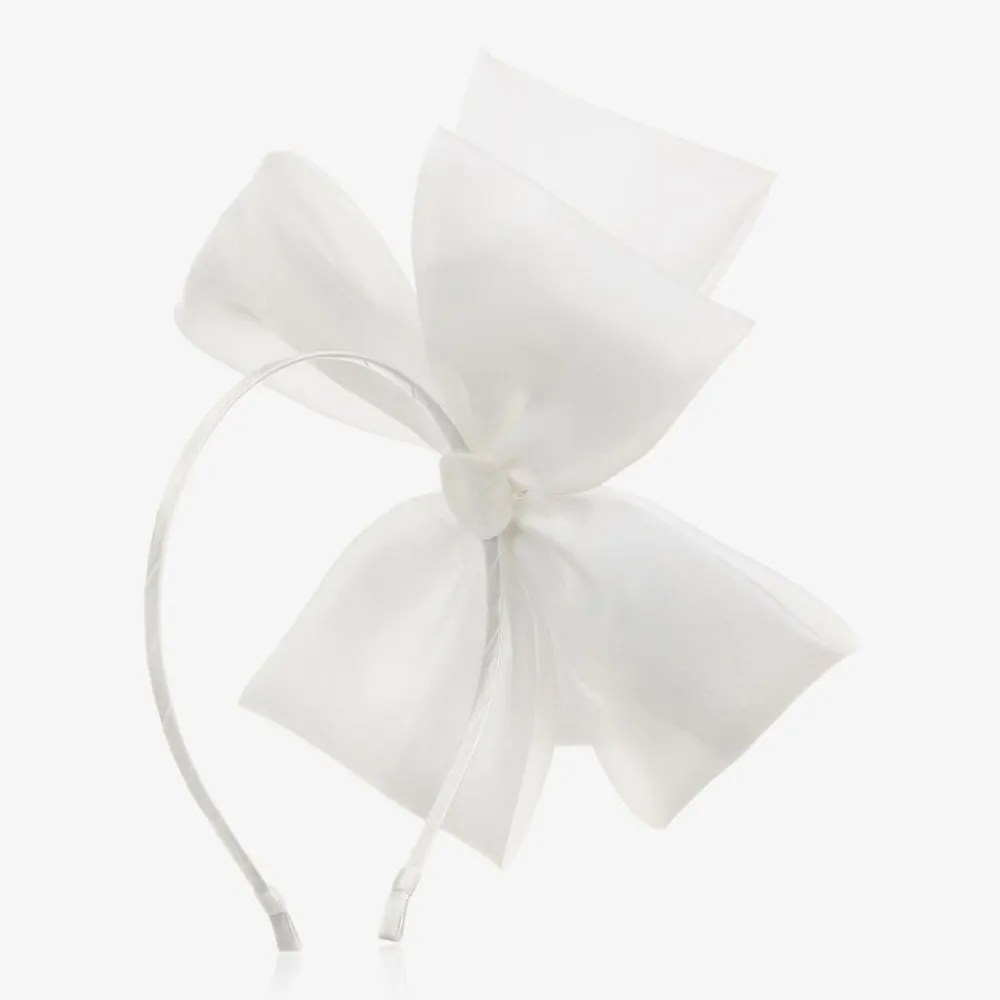 Sienna Likes To Party Hair Accessories*White Organza Bow Hairband