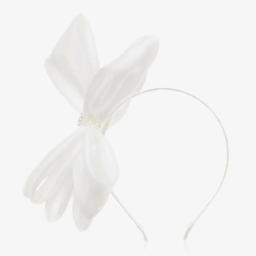 Sienna Likes To Party Hair Accessories*White Organza Bow Hairband