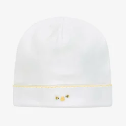 Kissy Kissy Hats|Hats*White Pima Cotton Bee Hive Baby Hat