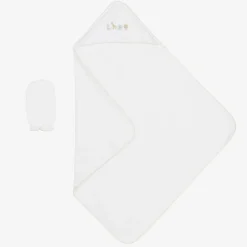 Kissy Kissy Towels & Robes*White Safari Squad Hooded Towel & Mitt Set