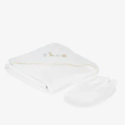 Kissy Kissy Towels & Robes*White Safari Squad Hooded Towel & Mitt Set