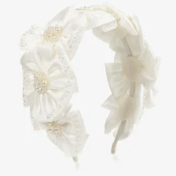 Sienna Likes To Party Hair Accessories*White Satin Flower Hairband