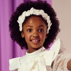 Sienna Likes To Party Hair Accessories*White Satin Flower Hairband