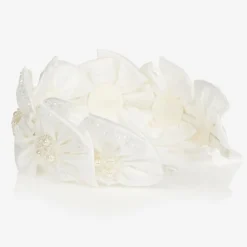 Sienna Likes To Party Hair Accessories*White Satin Flower Hairband