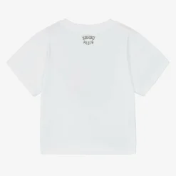KENZO KIDS Tops*White Varsity Tiger Organic Cotton T-Shirt
