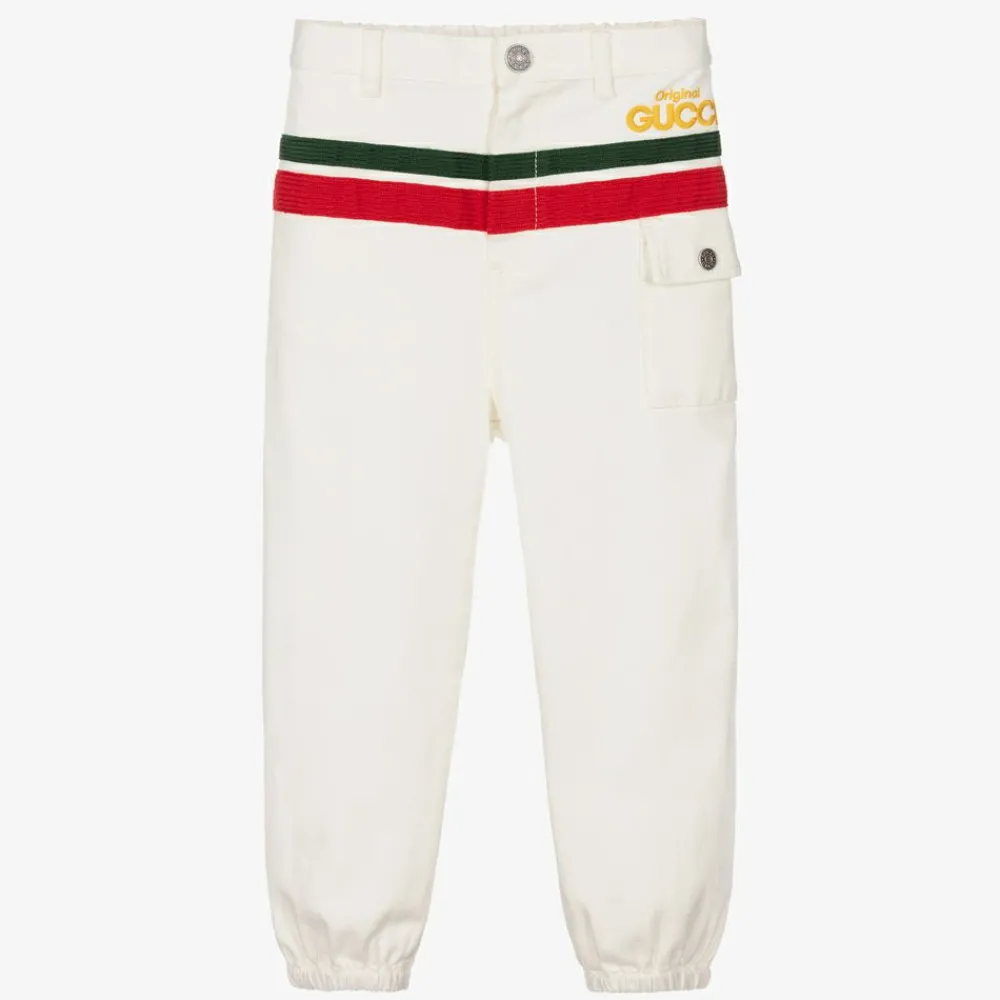 Gucci Trousers*White Web Stripe Denim Jeans