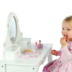Bigjigs Toys|Gifts*White Wooden Dressing Table & Stool Set (95cm)