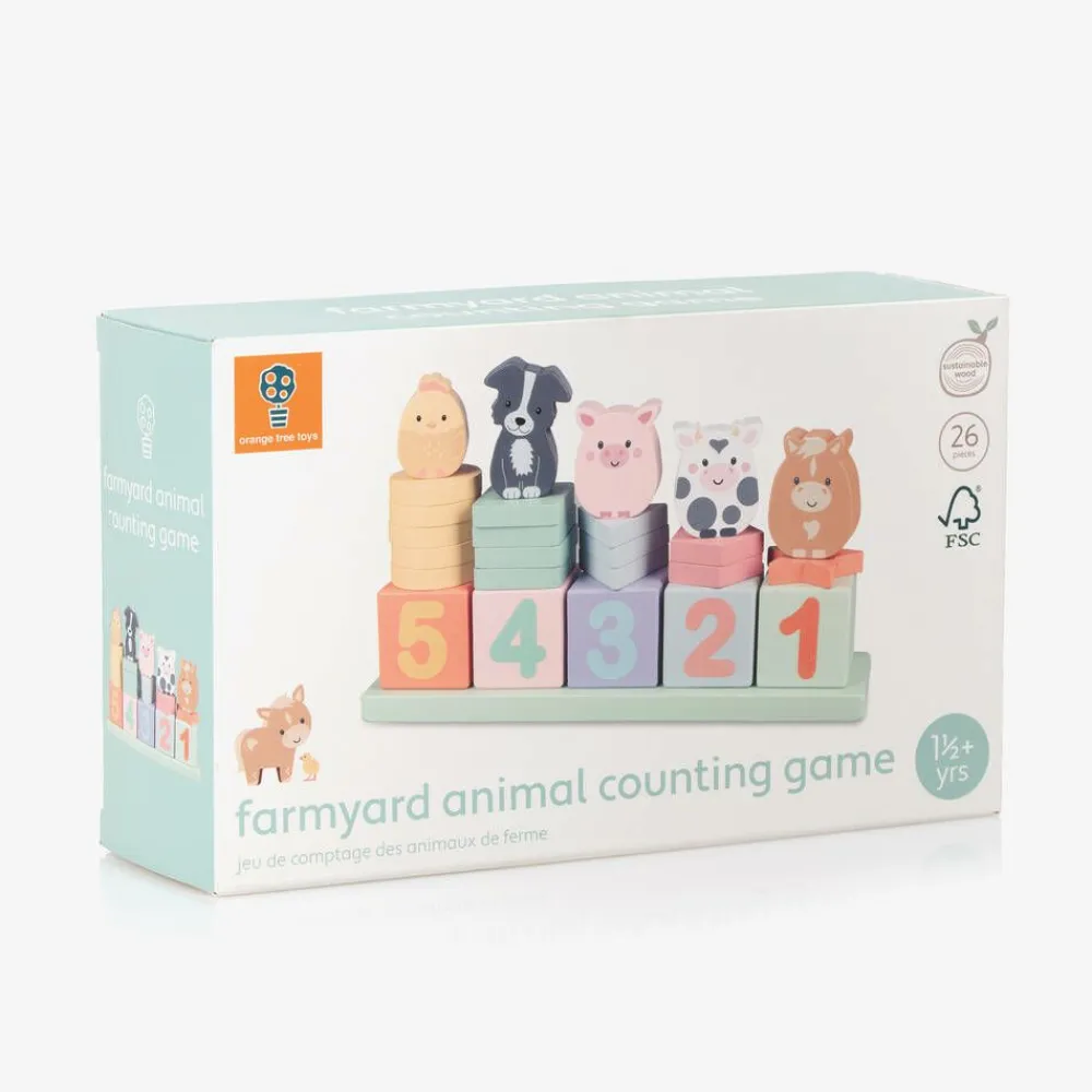 Orange Tree Toys Toys|Toys*Wooden Farmyard Animal Counting Game (25cm)