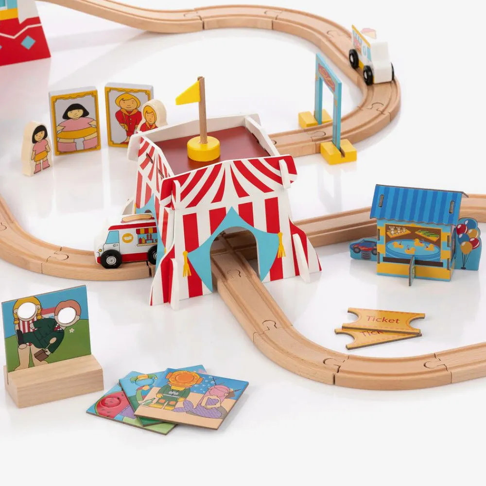 Bigjigs Toys|Gifts*Wooden Fun Fair Train Set (90cm)