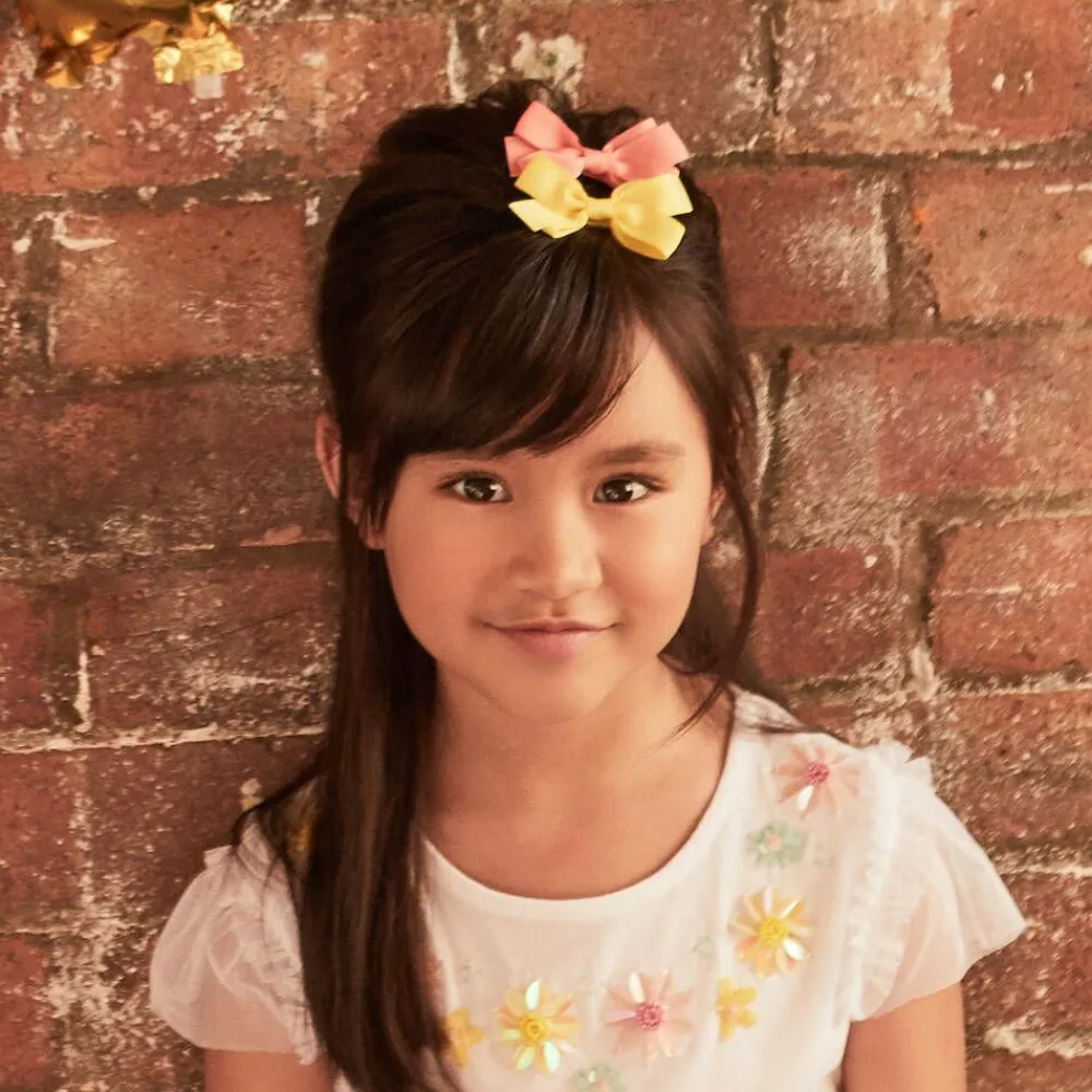 Peach Ribbons Hair Accessories*Yellow Bow Hair Clip (7cm)