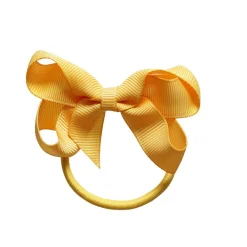 Peach Ribbons Hair Accessories*Yellow Bow Hair Elastic (7cm)