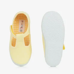 Pisamonas Bar Shoes|Bar Shoes*Yellow Canvas T-Bar Shoes