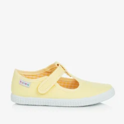 Pisamonas Bar Shoes|Bar Shoes*Yellow Canvas T-Bar Shoes