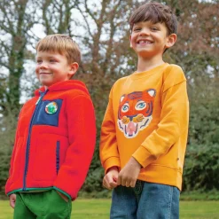 Frugi Tops|Tops*Yellow Organic Cotton Tiger Sweatshirt