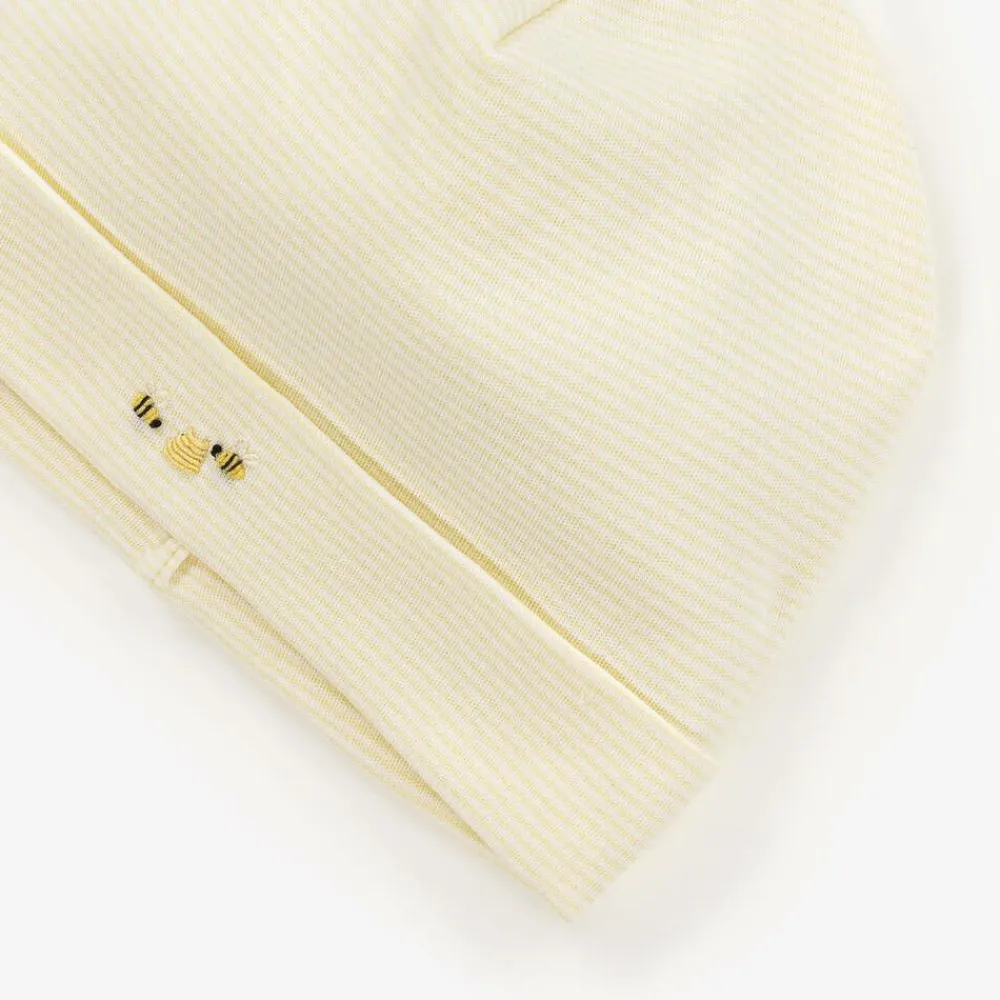 Kissy Kissy Hats|Hats*Yellow Striped Pima Cotton Bee Hive Baby Hat